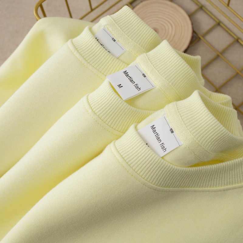 Pull col rond jaune pâle femme
